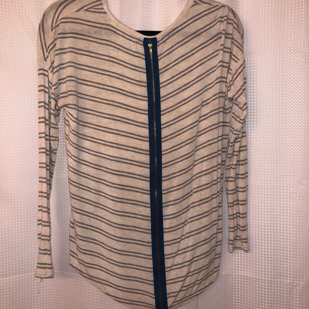 Pink Rose Striped long sleeve with zipper on back
